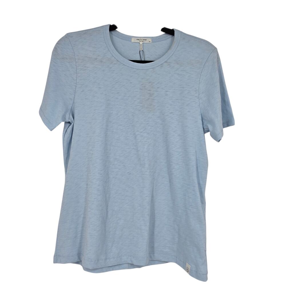 NWT Rag & Bone Raindrop Blue Cotton Slub Short Sleeve Crewneck T-Shirt Size S